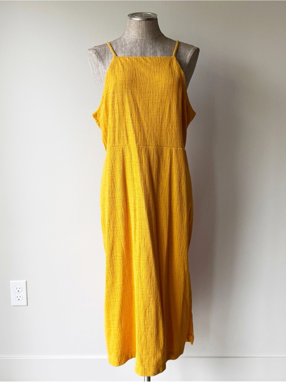 Madewell Goldenrod Yellow Midi Dress with Adjustable Spaghetti Straps